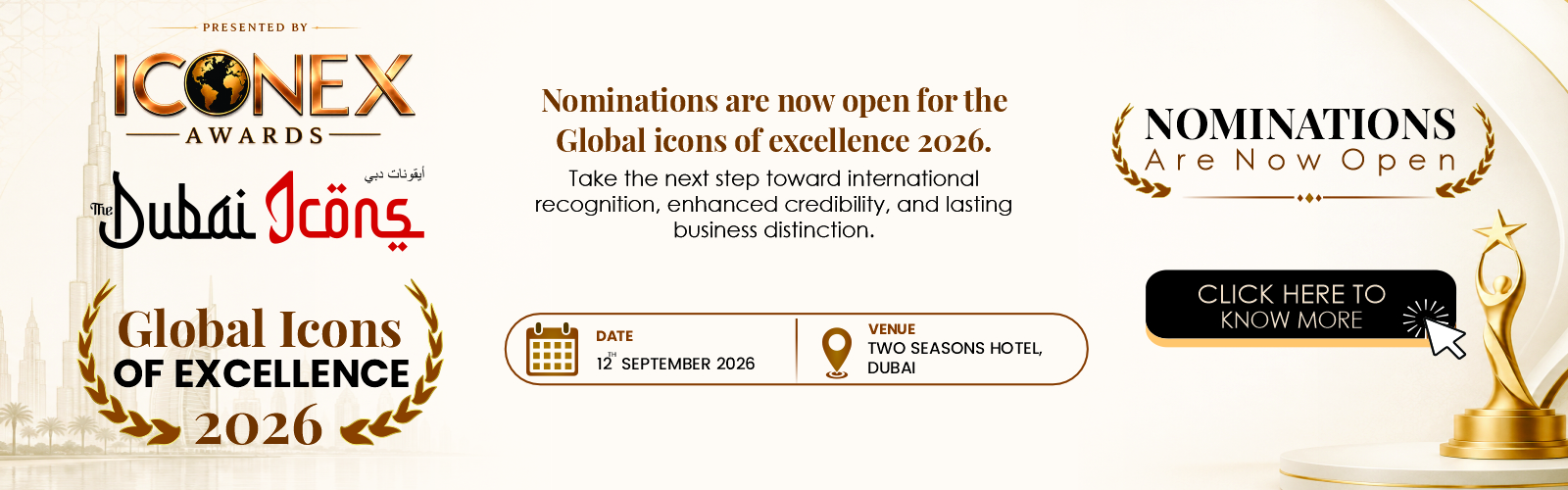 global icons of excellence 2026 banner
